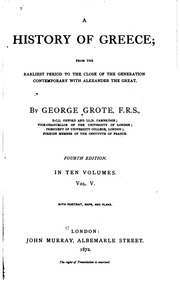 A History Of Greece; From The Earliest Period To The Close Of The Generation Contemporary With Alexander The Great