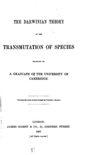 The Darwinian Theory Of The Transmutation Of Species