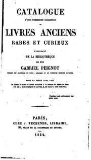 Catalogue D'une Nombreuse Collection De Livres Anciens