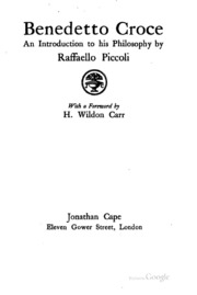Benedetto Croce; An Introduction To His Philosophy