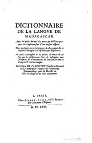 Dictionnaire de la langue de Madagascar, d'après l'édition de 1658 et l'Histoire de la grande isle Madagascar de 1661