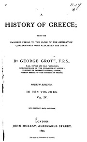 A History Of Greece; From The Earliest Period To The Close Of The Generation Contemporary With Alexander The Great