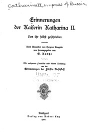 Erinnerungen Der Kaiserin Katharina Ii