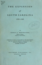 The Expansion Of South Carolina, 1729-1765