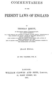 Commentaries On The Present Laws Of England