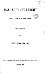 Das Schachgedicht Heinrichs Von Beringen