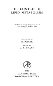 The Control Of Lipid Metabolism