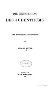 Die Entstehung Des Judentums : Eine Historische Untersuchung