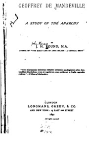 Geoffrey De Mandeville; A Study Of The Anarchy