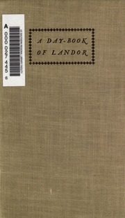 A Day-book Of Walter Savage Landor