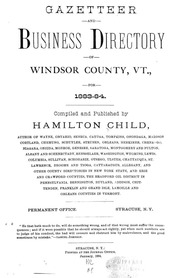 Gazetteer And Business Directory Of Windsor County, Vt., For 1883-84