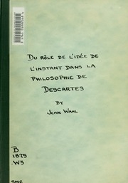 Du role de l'idée de l'instant dans la philosophie de Descartes