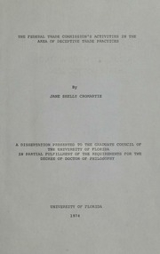 Federal Trade Commission's Activities In The Area Of Deceptive Trade Practices