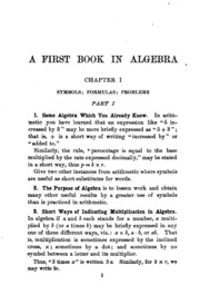 A First Book In Algebra