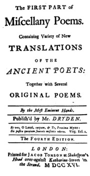 The First (-sixth) Part Of Miscellany Poems, Publ. By Mr. Dryden