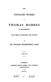 The English Works Of Thomas Hobbes Of Malmesbury