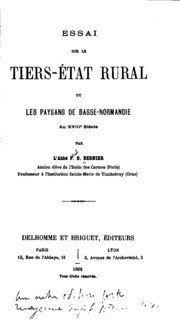 Essai sur le tiers-état rural, ou les paysans de Basse-Normandie au XVIIIe siècle.