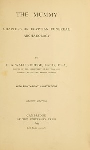 The Mummy; Chapters On Egyptian Funereal Archaeology