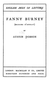 Fanny Burney (madame D'arblay)