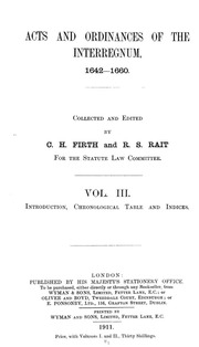 Acts And Ordinances Of The Interregnum, 1642-1660