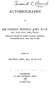 Autobiography Of Sir George Biddell Airy