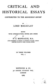 Critical, Historical And Miscellaneous Essays