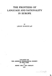 The Frontiers Of Language And Nationality In Europe