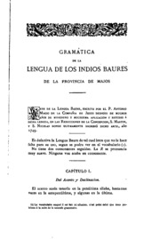 Arte de la lengua de los indios baures de la provincia de los moxos