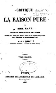 La Critique De La Raison Pure. Tome Premier