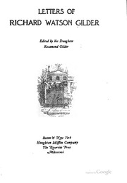 Letters Of Richard Watson Gilder
