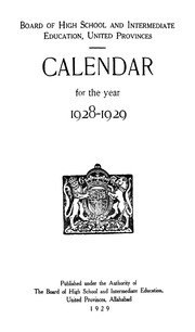 Calendar For The Year 1928-1929