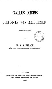 Gallus Oheims Chronik Von Reichenau