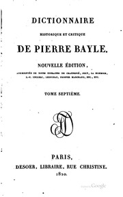 Dictionnaire Historique Et Critique / 6. Dr - F