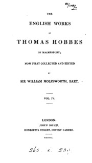 The English Works Of Thomas Hobbes Of Malmesbury