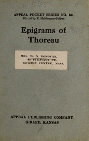 Epigrams Of Thoreau.