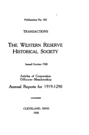 Annual Meeting Of The Western Reserve And Northern Ohio Historical Society