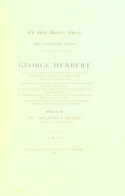 The Complete Works In Verse And Prose Of George Herbert ..