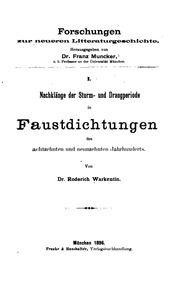 Forschungen Zur Neueren Litteraturgeschichte