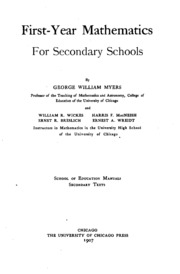First-year Mathematics For Secondary Schools