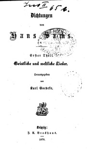 Dichtungen Von Hans Sachs ..
