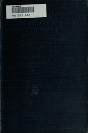 German Philosophy In Relation To The War