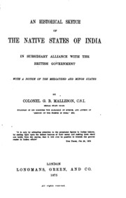 An Historical Sketch Of The Native States Of India In Subsidiary Alliance With The British Government