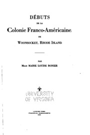 Débuts de la colonie franco-américaine de Woonsocket, Rhode Island