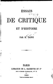 Essais De Critique Et D'histoire