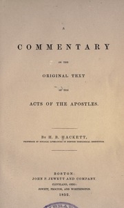 A Commentary On The Original Text Of The Acts Of The Apostles