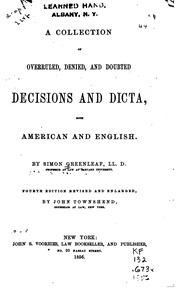 A Collection Of Overruled, Denied, And Doubted Decisions And Dicta, Both American And English