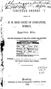 Circular Orders Issued By H.m. High Court Of Judicature, Bombay, Appellate ...