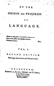 Of The Origin And Progress Of Language