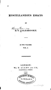 Miscellaneous Essays