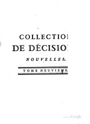 Collection de décisions nouvelles et de notions relatives à la jurisprudence